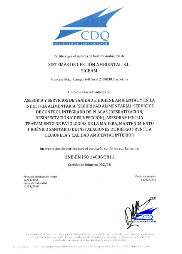Empresa Pionera; Certificaciones de Calidad y Medio&nbsp;Ambiente
